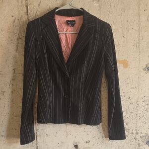 My Michelle Black Pinstripe Blazer with Pink Lining